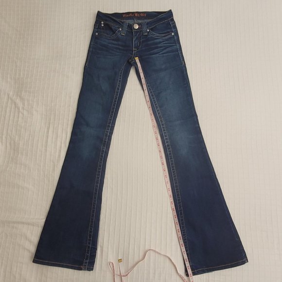 Plastic by Gly low waist bootcut blue jeans. Size 25. - Picture 2 of 10